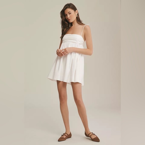 Reformation Catarina Ruched White Mini dress 🤍 sz 6 - Picture 3 of 16